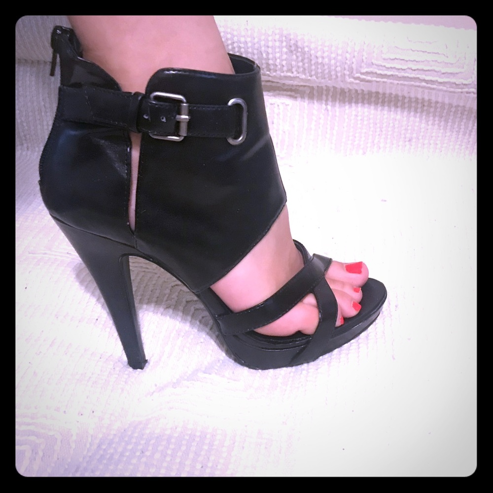 Black Ankle-Wrapped Stilettos 8.5/9